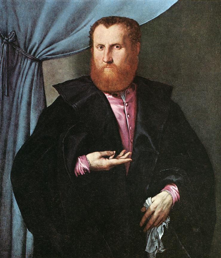 Lorenzo Lotto Portrait of a Man in Black Silk Cloak